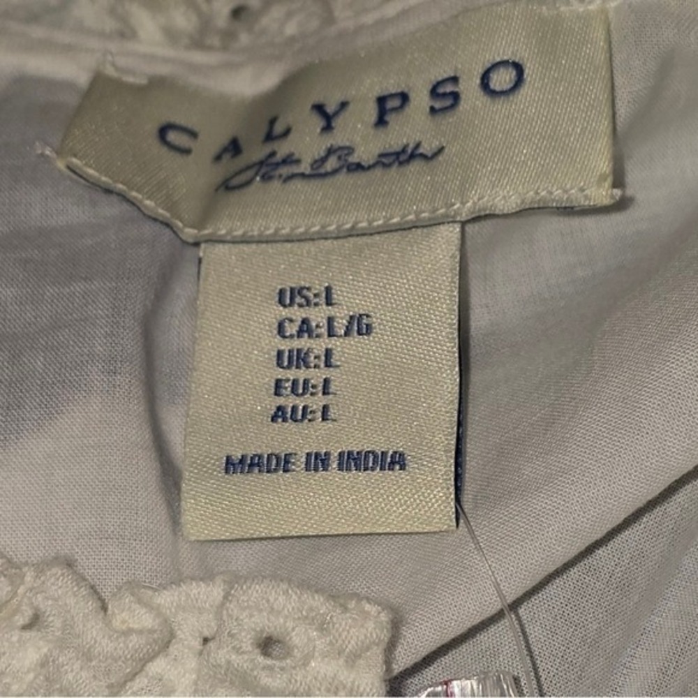 Calypso St. Barth White Lace Detail Women's Long Sleeve Top Size Large NEW - Picture 6 of 7